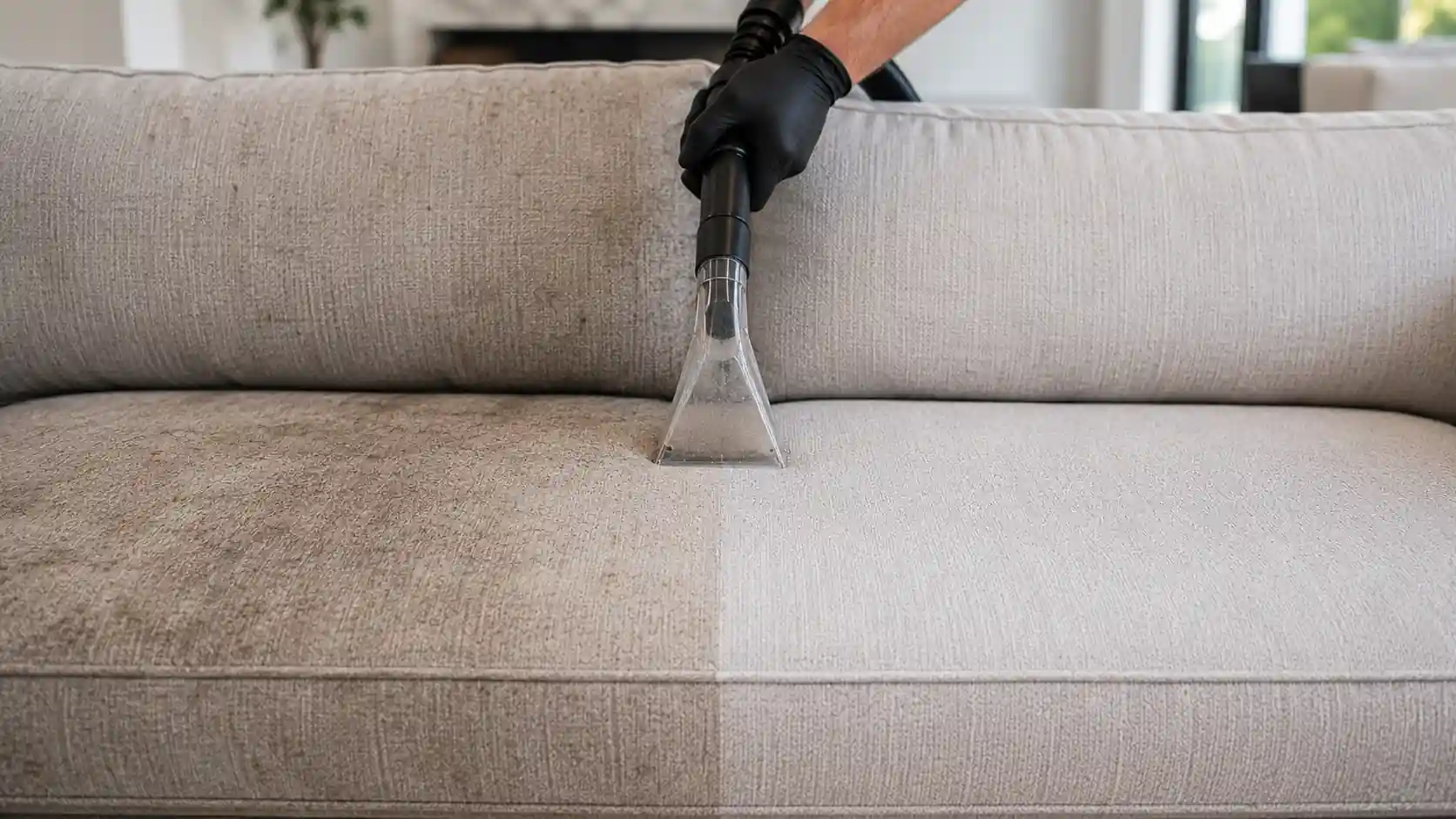 Before and after professional sofa cleaning
