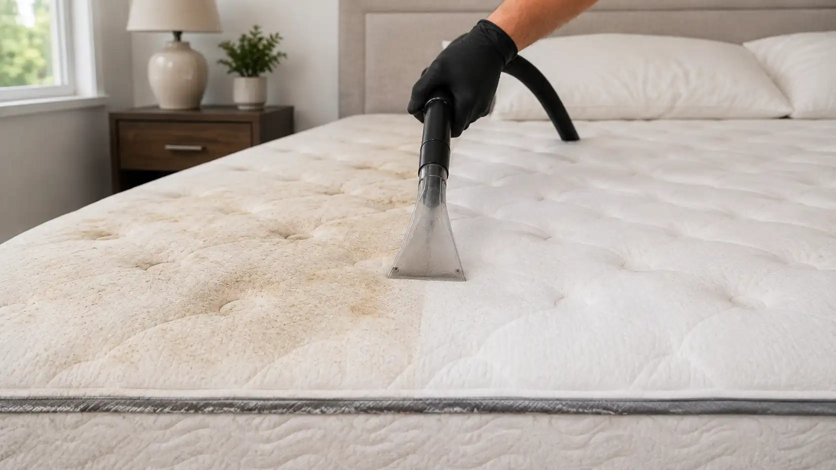 Before and after professional mattress cleaning